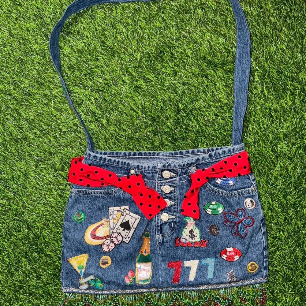 Handmade Lucky Jean Denim Crossbody Bag